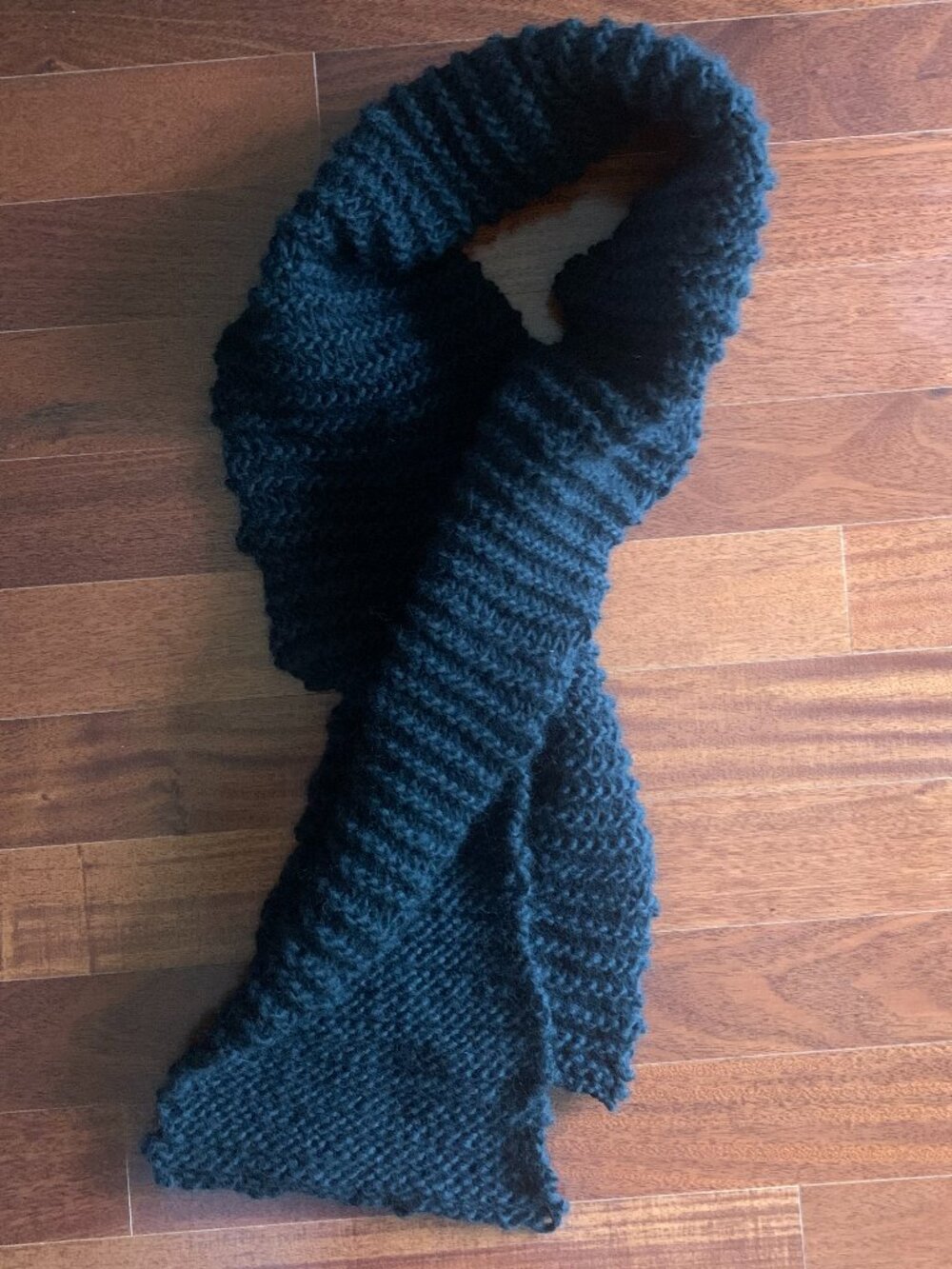 HANDMADE black wool scarf
